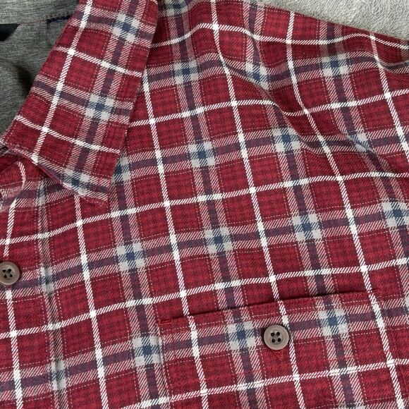 Wrangler Shirt Mens 2X Western Long Sleeve Red Gray Plaid‎ Button Cotton Blend - Picture 3 of 9